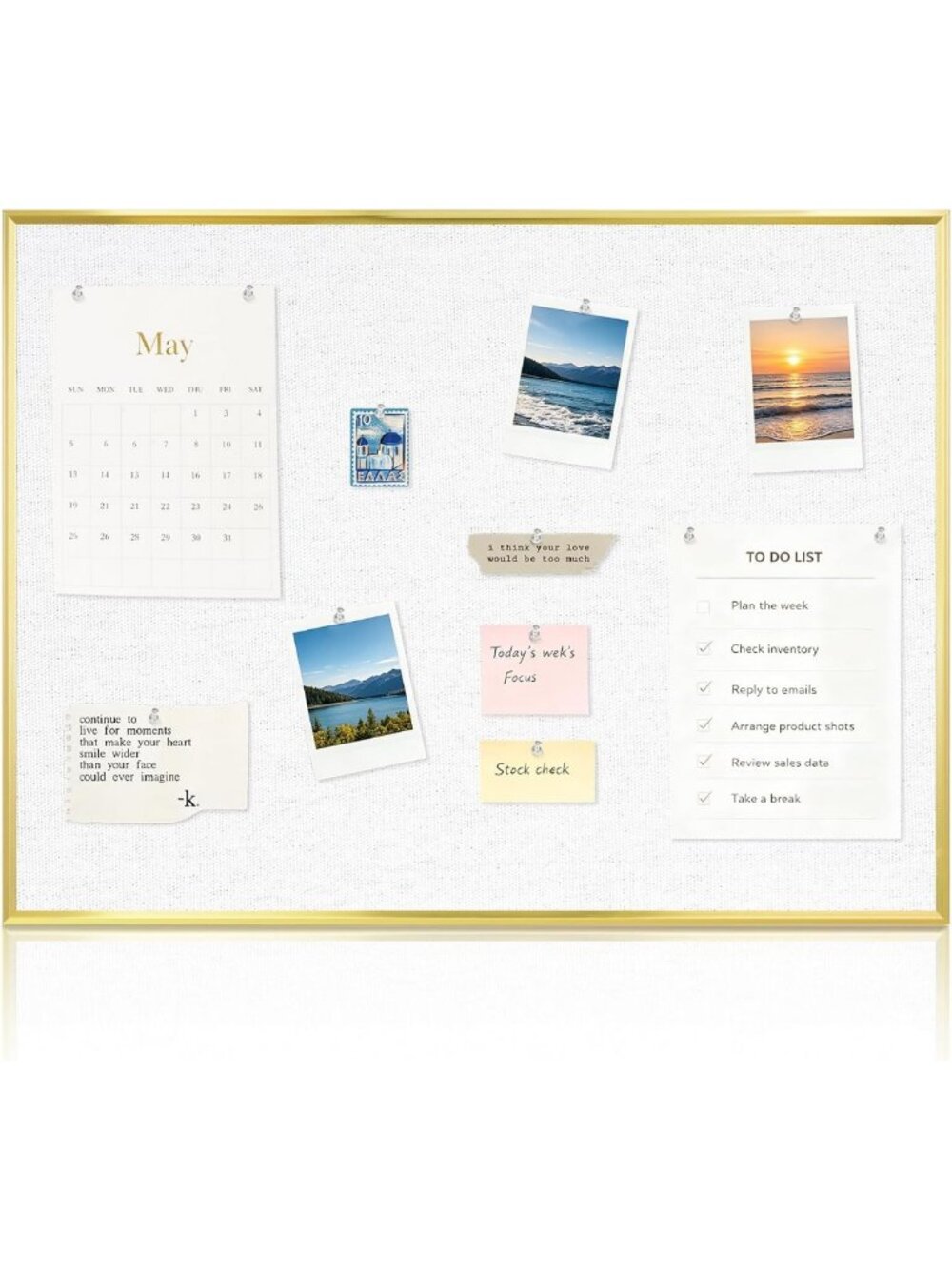 Decorative Linen Bulletin Board 36"x24" | Fabric Pin Board & Vision Board